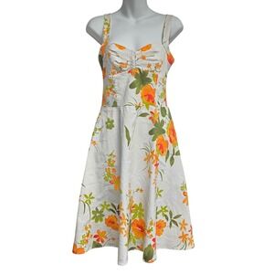 VTG City Triangles Floral Sun Dress Sweetheart Neck Art Pinup Retro 90s Y2K